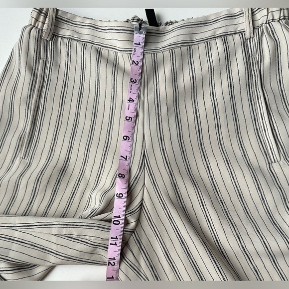 BCBGMaxazria Tan Black Striped Light Flowy Wide Leg Cropped Pants Women’s Small - Picture 5 of 8